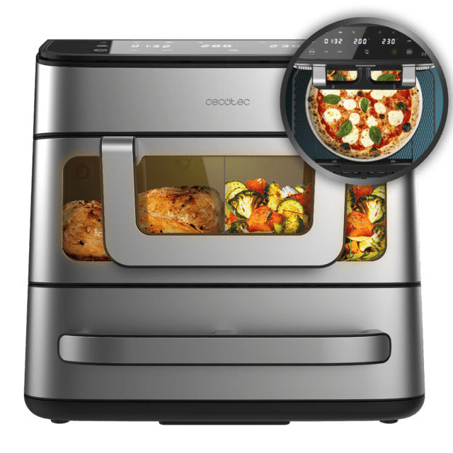 Cecofry FoodCourt 18000 4Pizza Air Fryer and 18-litre Oven with Pizza Stone, Colour Screen and Synchronization for Perfect Results.